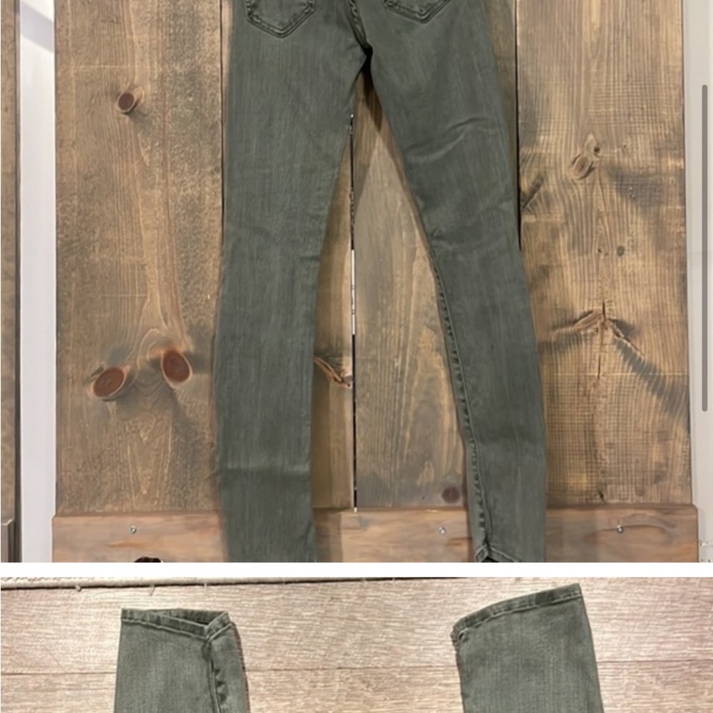 Mother The Looker fantasy forest green skinny jeans size 25